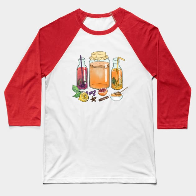 Kombucha Tea Baseball T-Shirt by Mako Design 